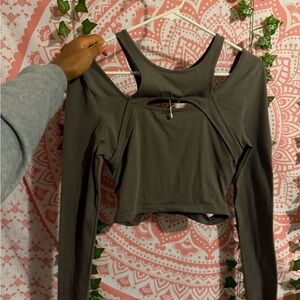 Stylish Gray Women's Cutout Top